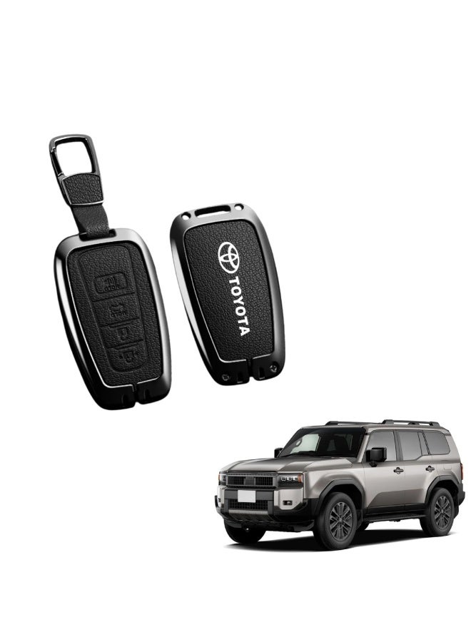 MOTOR FIT Leather Key Cover (Black-4 Buttons) for Toyota Land Cruiser 300 Series, Prado, Hilux, Innova, Fortuner & Camry | Scratch & Drop Protection | Toyota Key AccessoriesMOTOR FIT Leather Key Cover for Toyota Land Cruiser 300 Series, Prado, Hilux, Innova, Fortuner & Camry | Scratch & Drop Protection | Toyota Key Accessories - Image 1